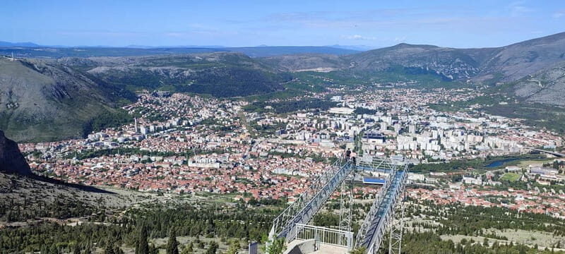 From Mostar: Blagaj, Počitelj & Kravice Waterfalls Day Tour - Mostar panoramic start: Fortica Hill and the skywalk moment