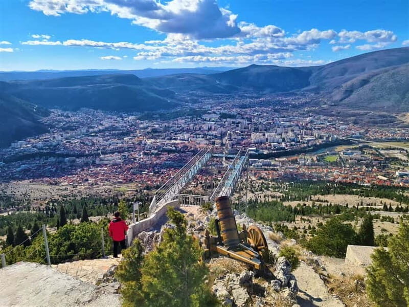 From Mostar: Kravice Waterfalls, Blagaj, & Počitelj - Fortica: Skywalk panoramas behind Mostar and the zip line option